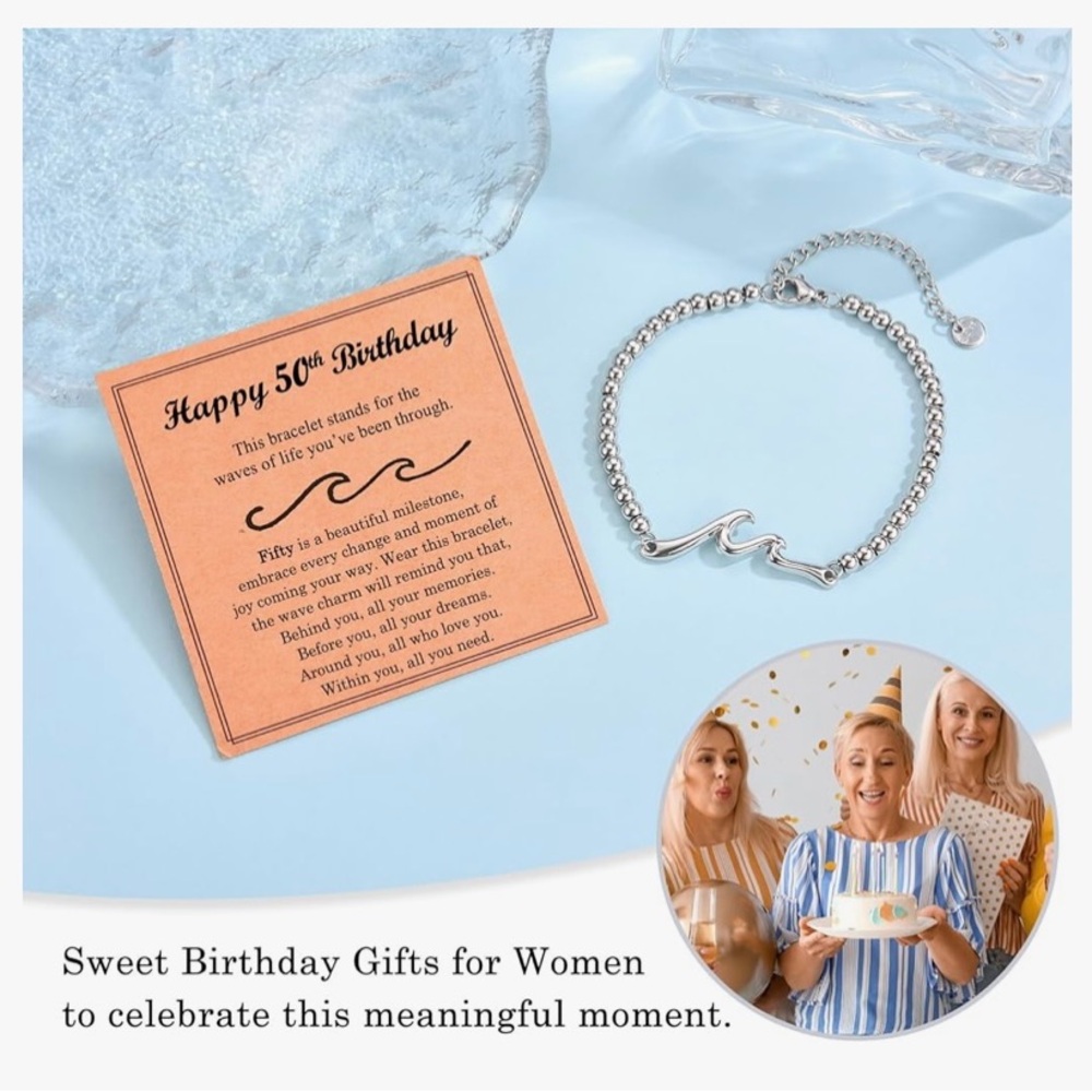 Wave Bracelet “50th” Birthday - Picture 3 of 6